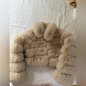 Adrienne Landau Plush Teddy Jacket in Tan